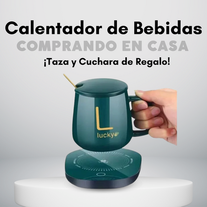 Calentador de Bebidas + Taza y Cuchara de Regalo